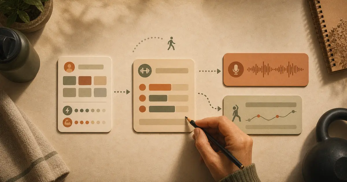 A fitness coach turning a client's weekly check-in into a personalized adapted plan and audio message.