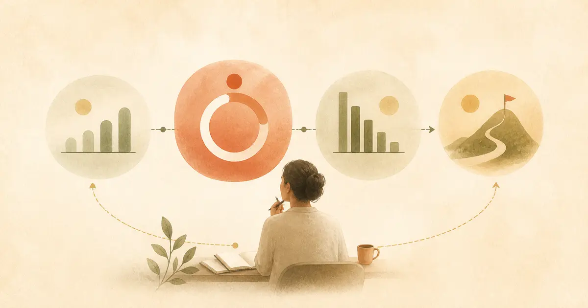 Un tablero simple de un coach centrado en la conexión humana y las métricas de progreso.